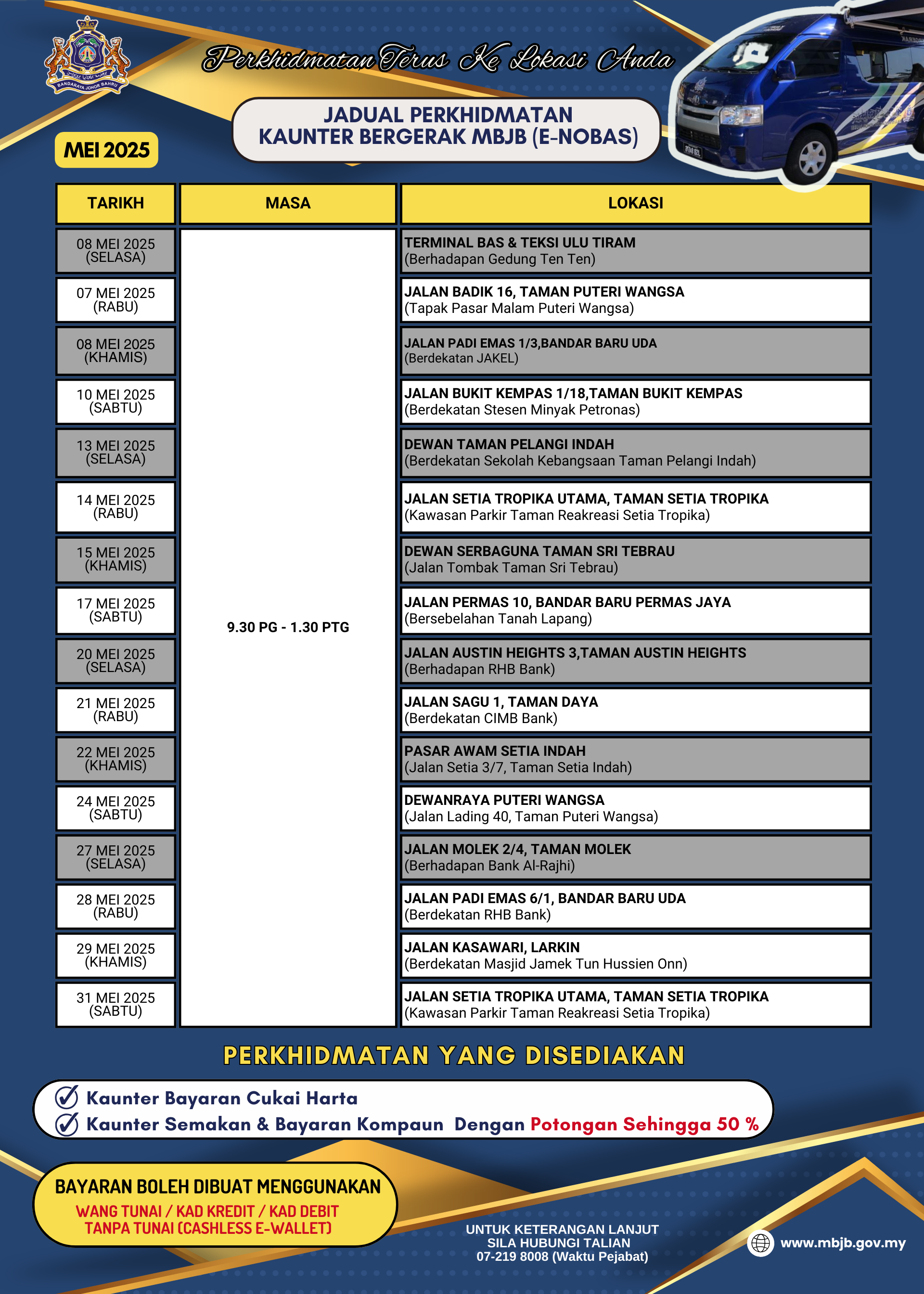 Jadual Perkhidmatan Kaunter Bergerak