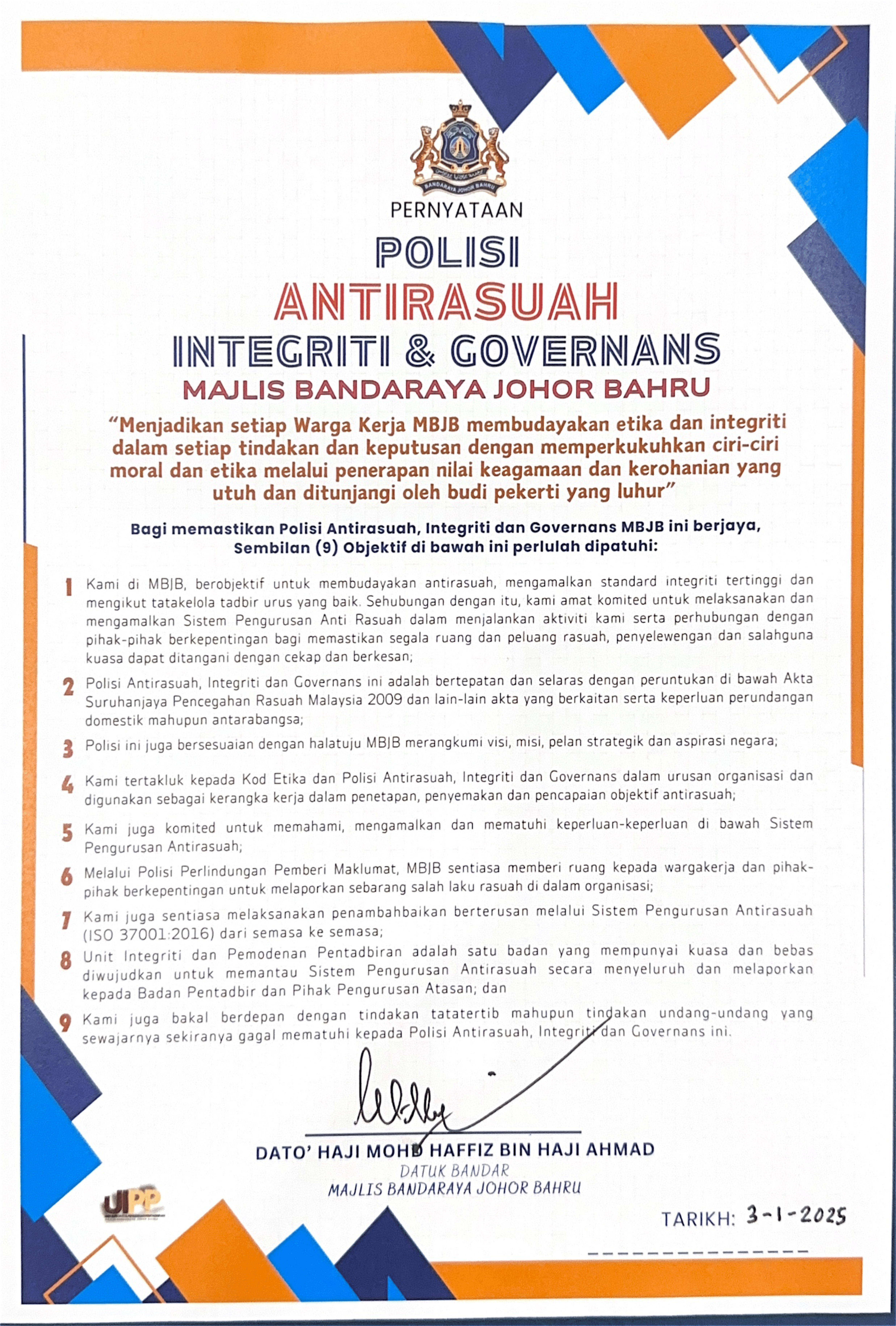 Pernyataan Polisi Anti Rasuah