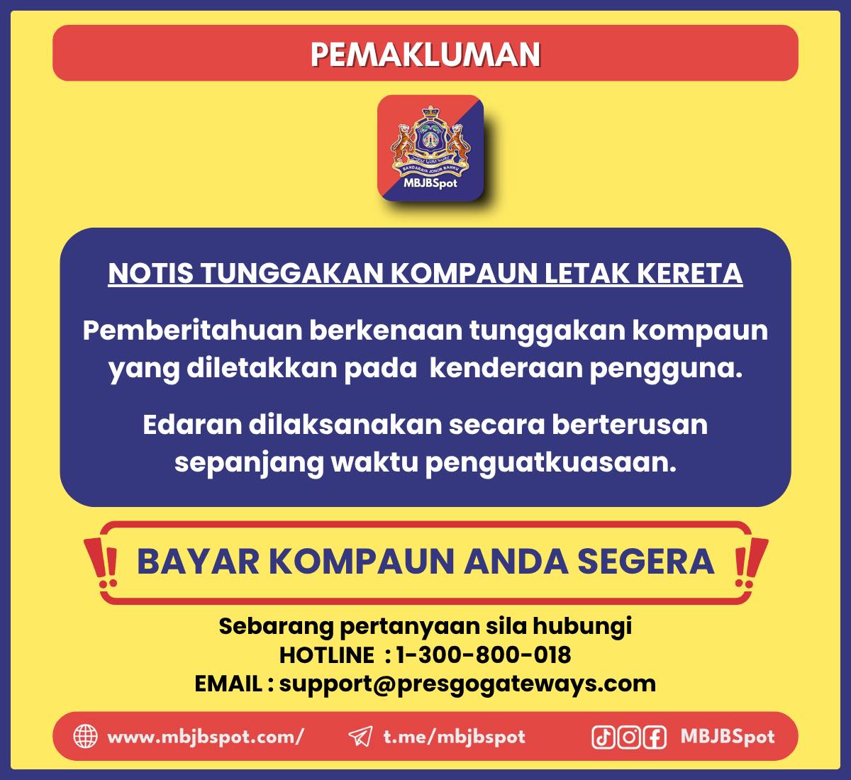 Notis Tunggakan Kompaun