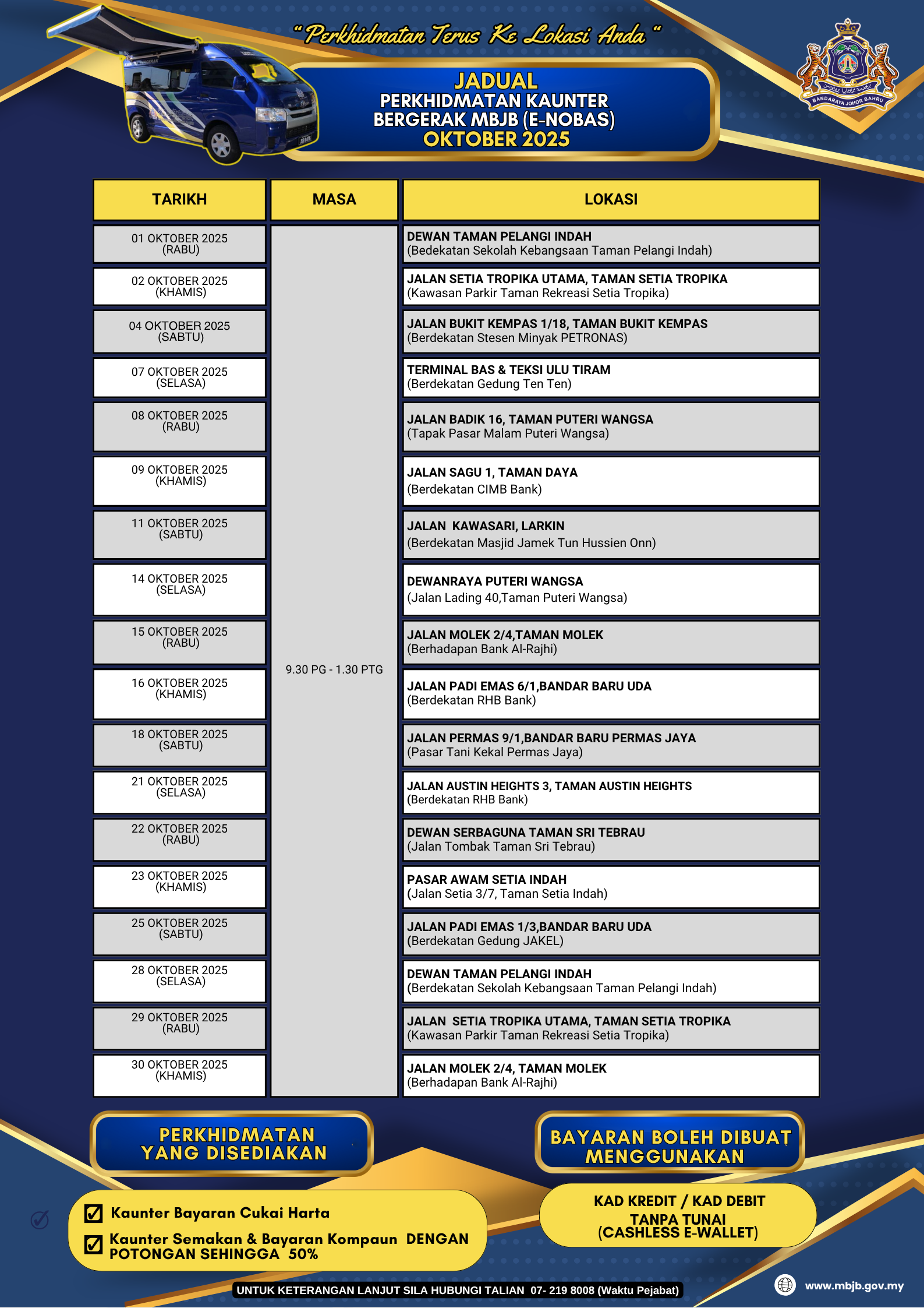Jadual Kaunter Bergerak