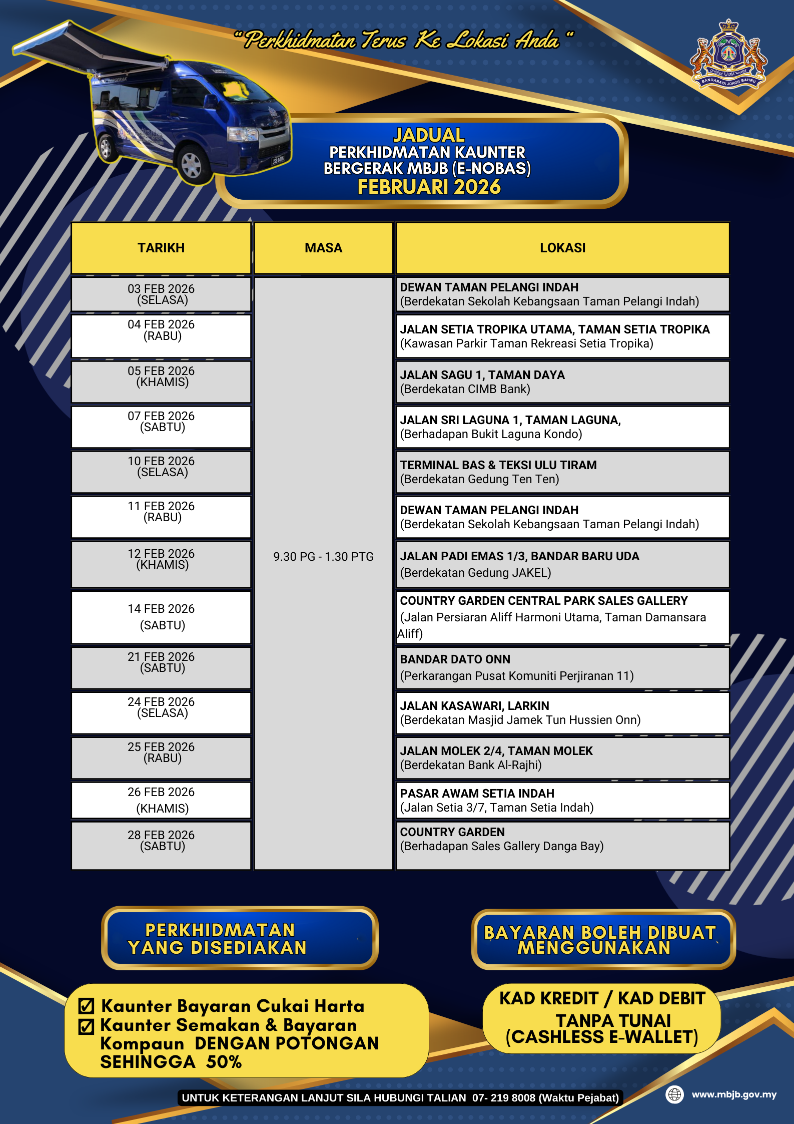 Jadual Perkhidmatan Kaunter Bergerak
