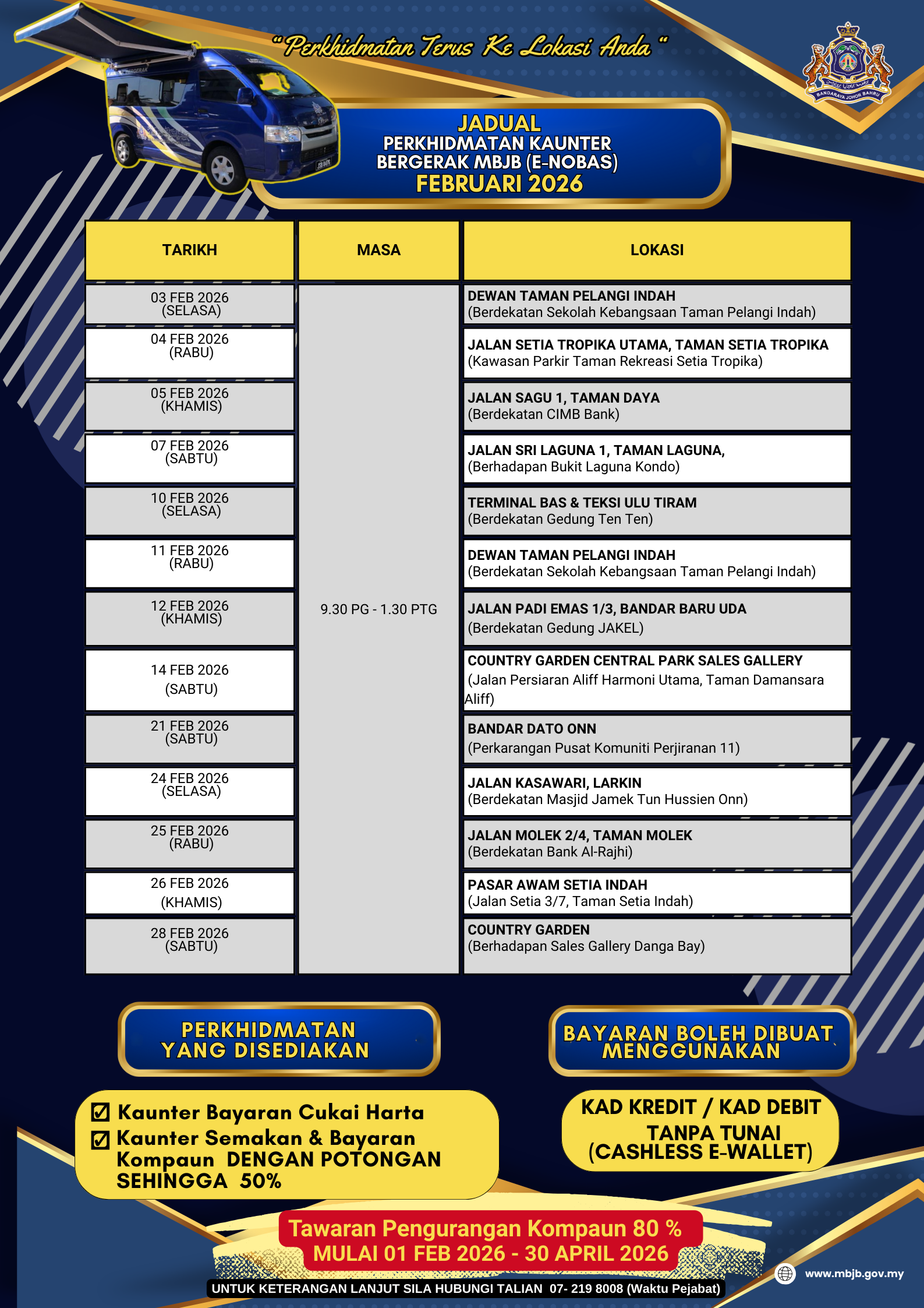 Jadual Perkhidmatan Kaunter Bergerak