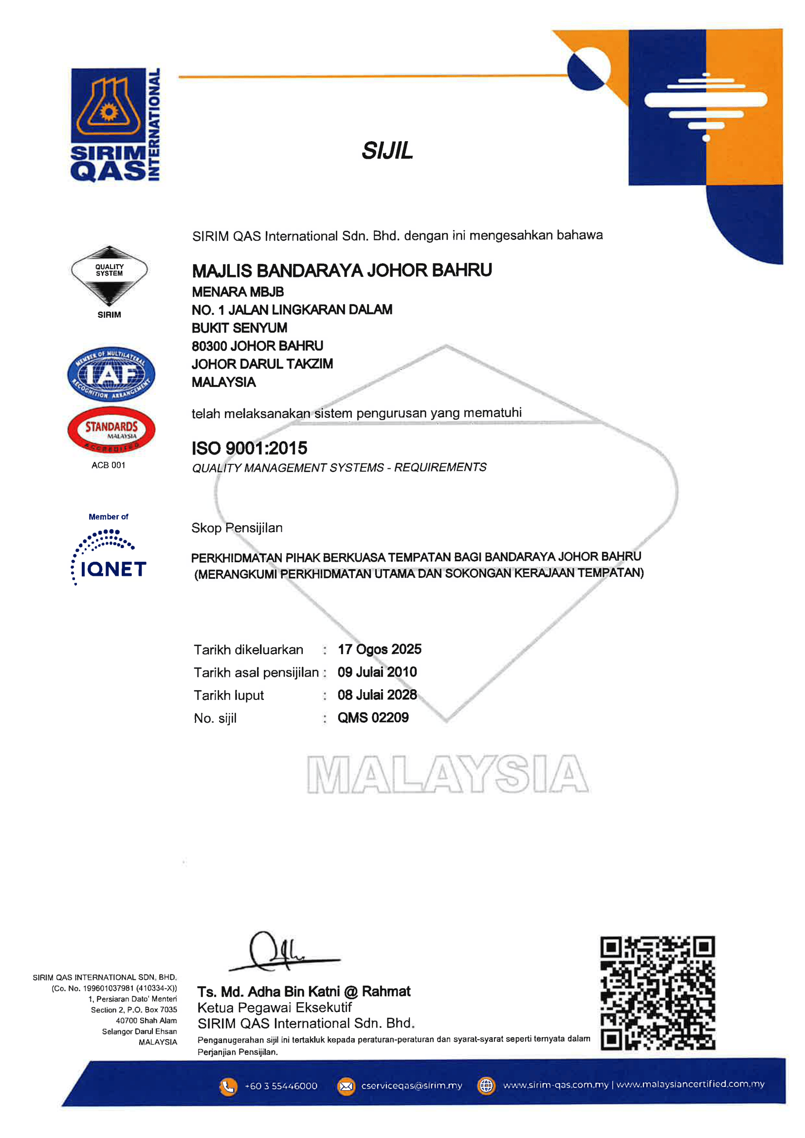 MS ISO 9001:2015