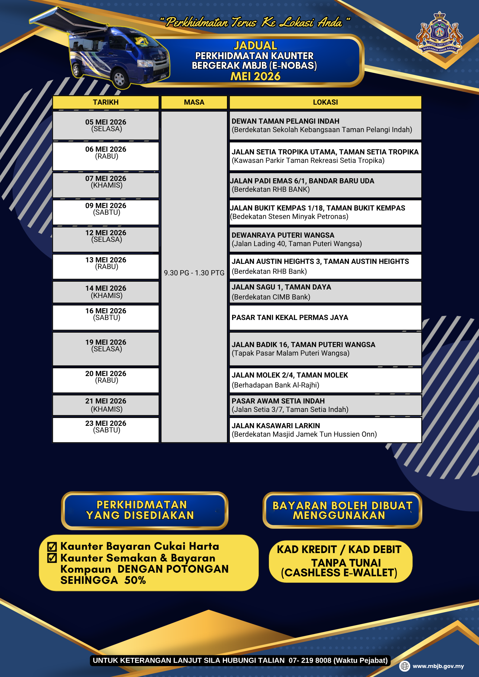 Jadual Perkhidmatan Kaunter Bergerak
