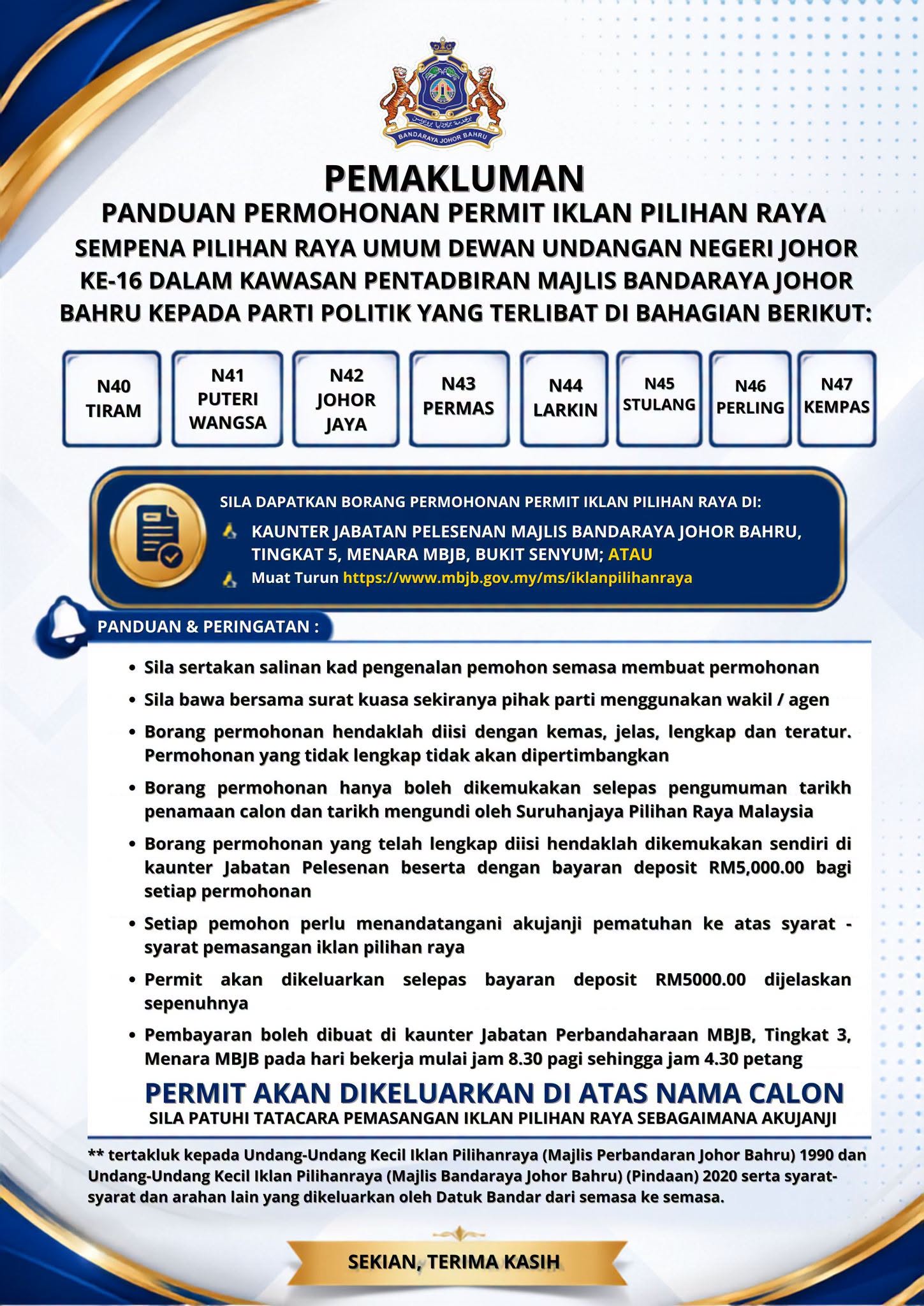 Permohonan Permit Iklan Pilihan Raya
