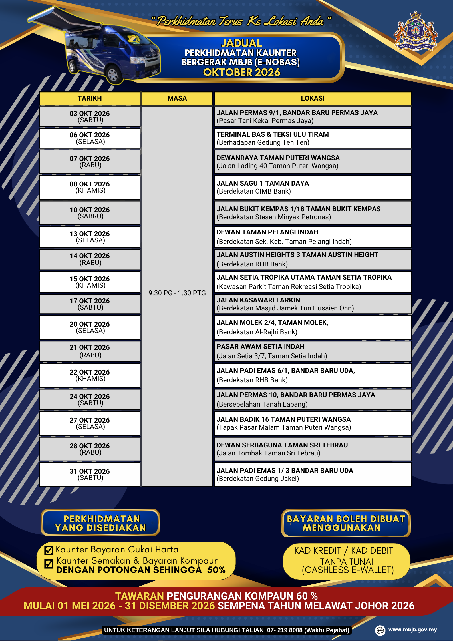 Jadual Perkhidmatan Kaunter Bergerak