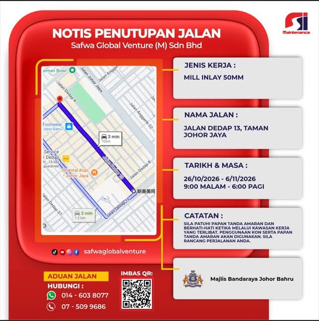 notis penutupan jalan