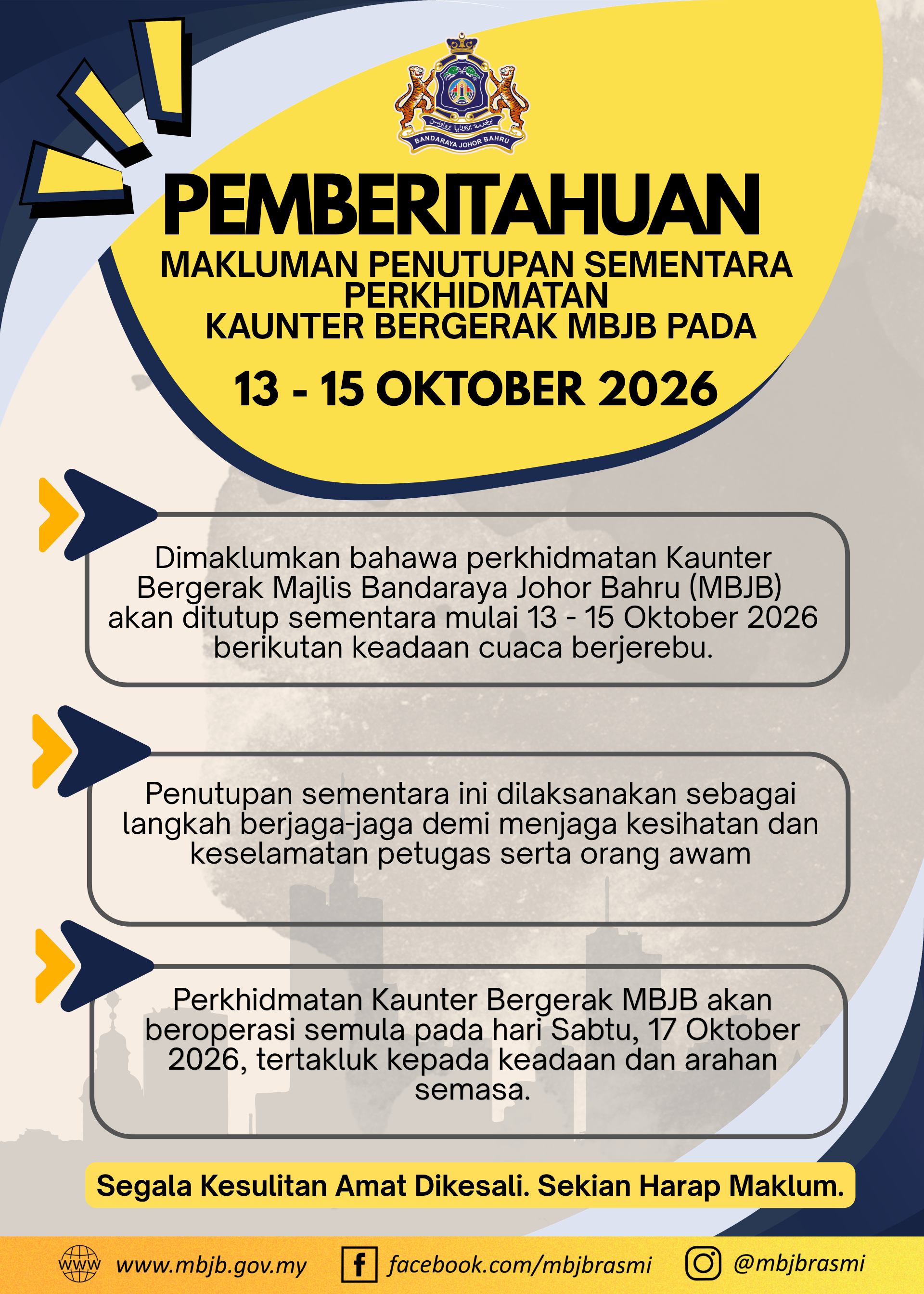 Pengumuman Kaunter Bergerak