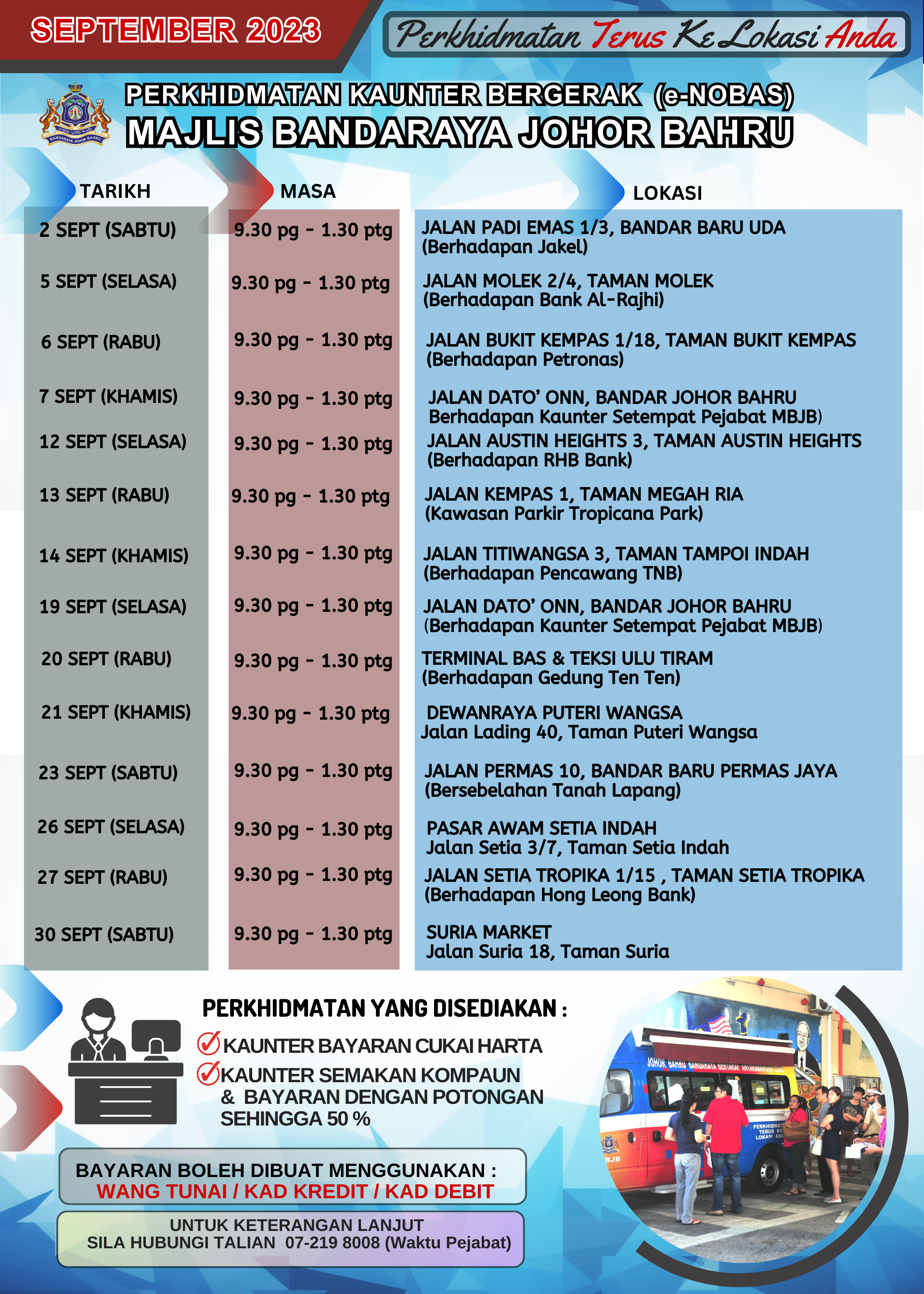 Jadual Perkhidmatan Kaunter Bergerak