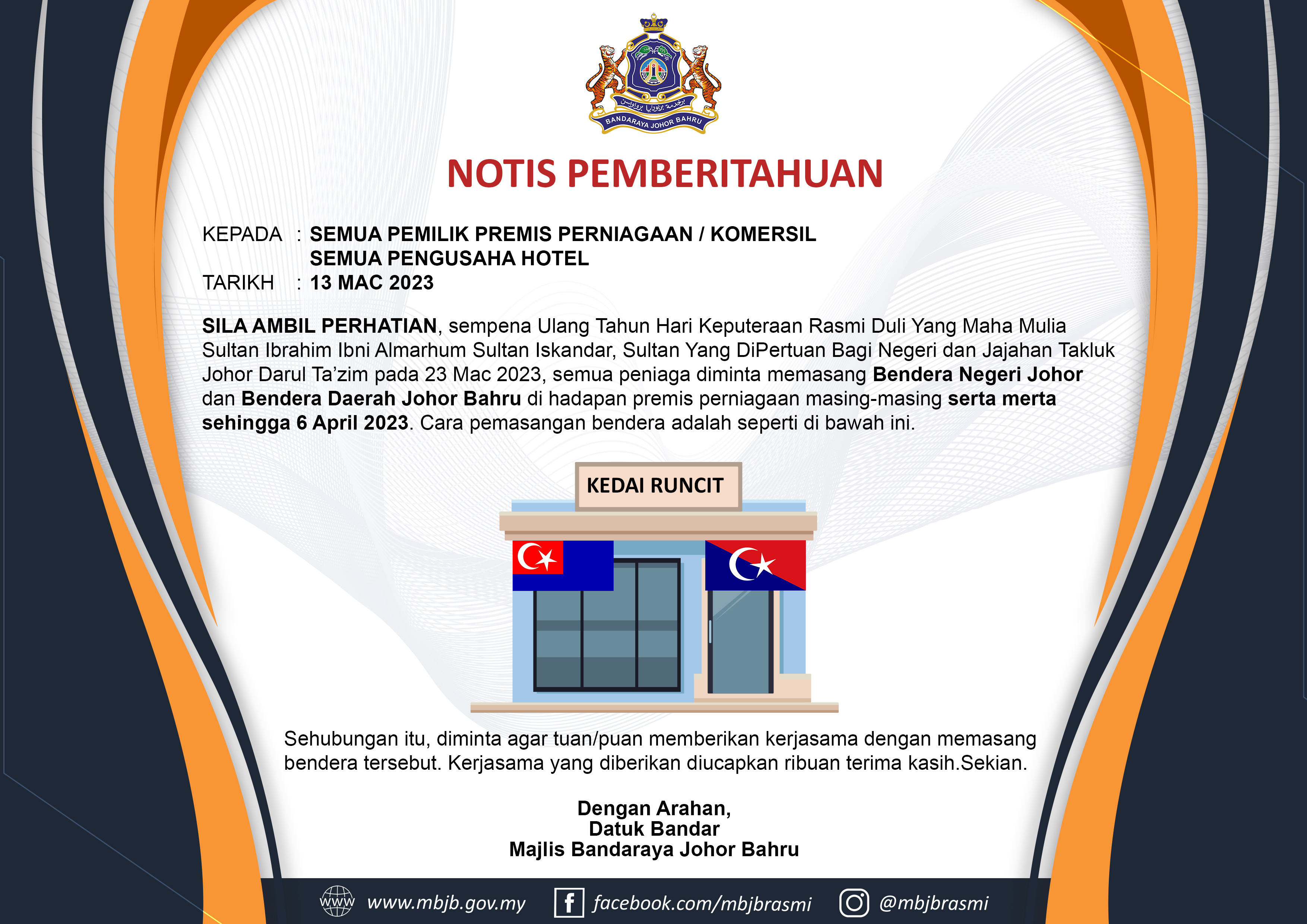 Notis Pemberitahuan Pemasangan Bendera