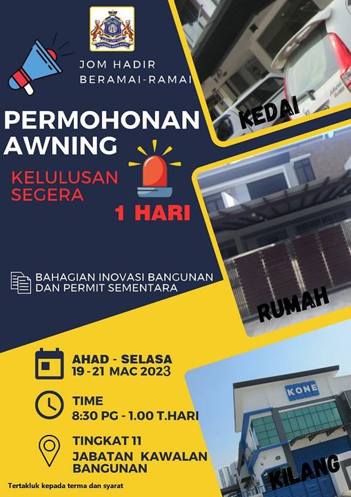 Kelulusan Segera Permit Awning 1 Hari