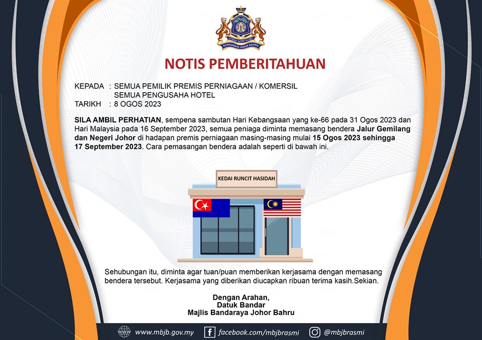 Notis Pemberitahuan Pemasangan Bendera 