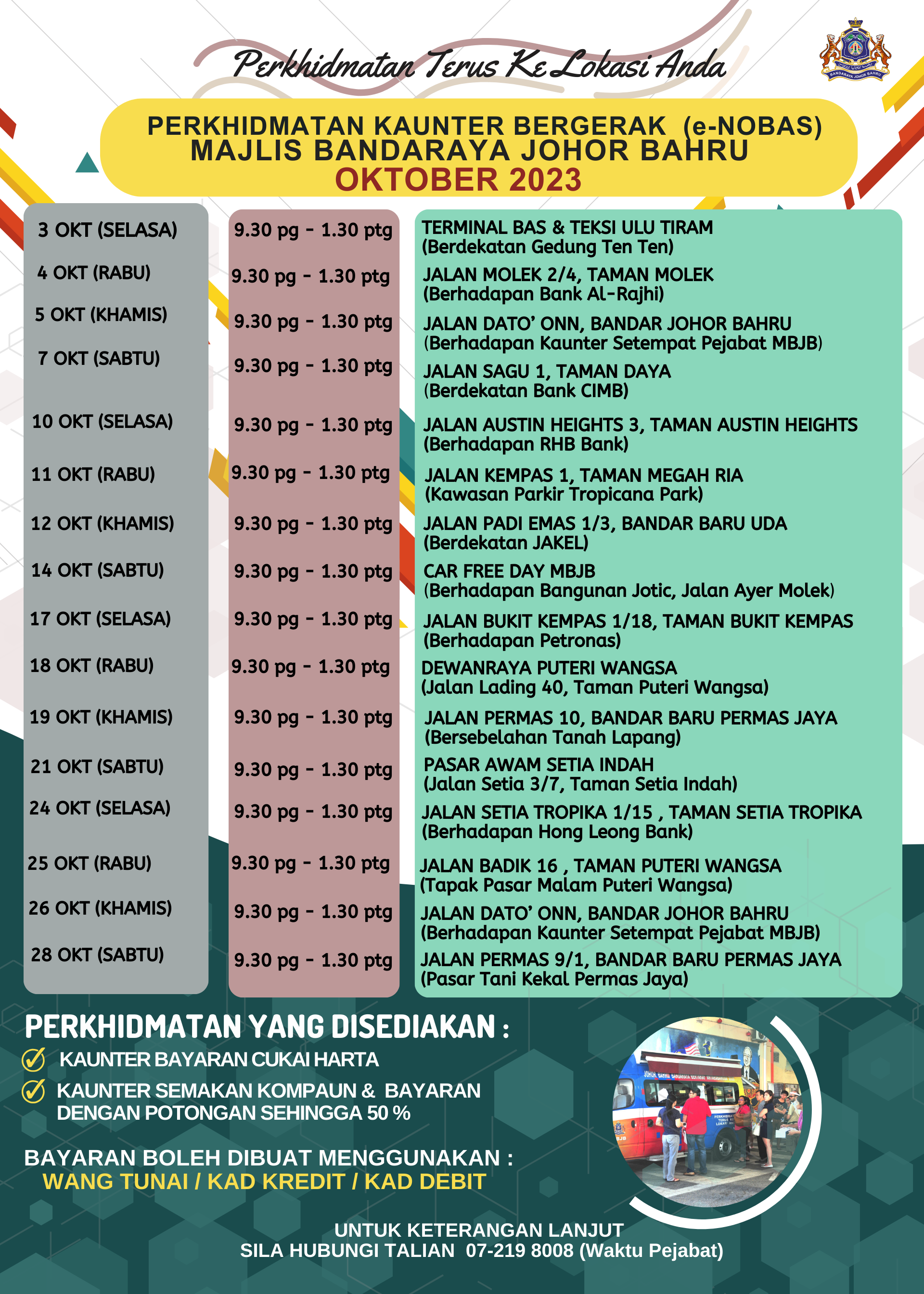 Jadual Perkhidmatan Kaunter Bergerak